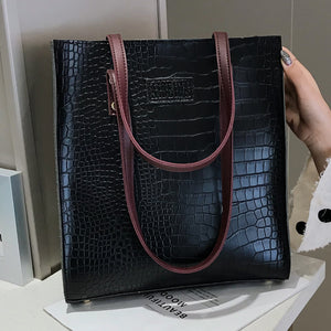 Crocodile Pattern Leather Designer Shoulder Bag