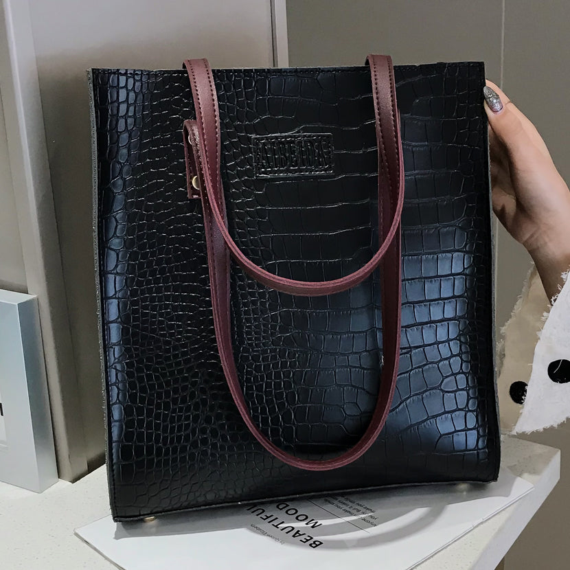 Crocodile Pattern Leather Designer Shoulder Bag