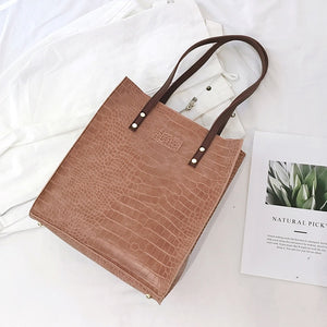 Crocodile Pattern Leather Designer Shoulder Bag