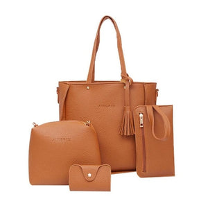 4pcs/set Leather Tassel Handbag